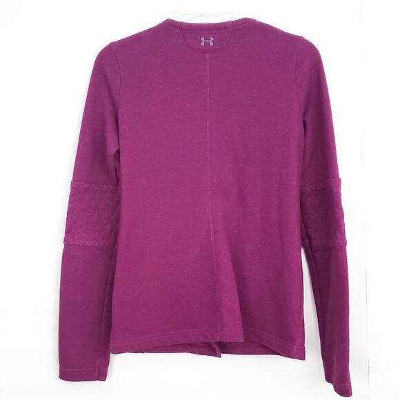 Under Armour Studio Terry Moto Jacket Zip Fitted Small Women Dark Pink - Picture 8 of 8